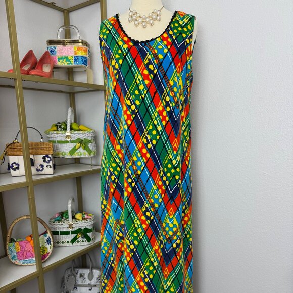 Lovely 1960's "The Lilly" Lilly Pulitzer Velvet Maxi Dress HTF Vintage Sz 16 XL - Picture 1 of 16